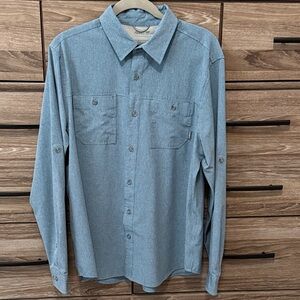 Eddie Bauer Denali UPF 50+ Button Down Shirt Size Large Blue